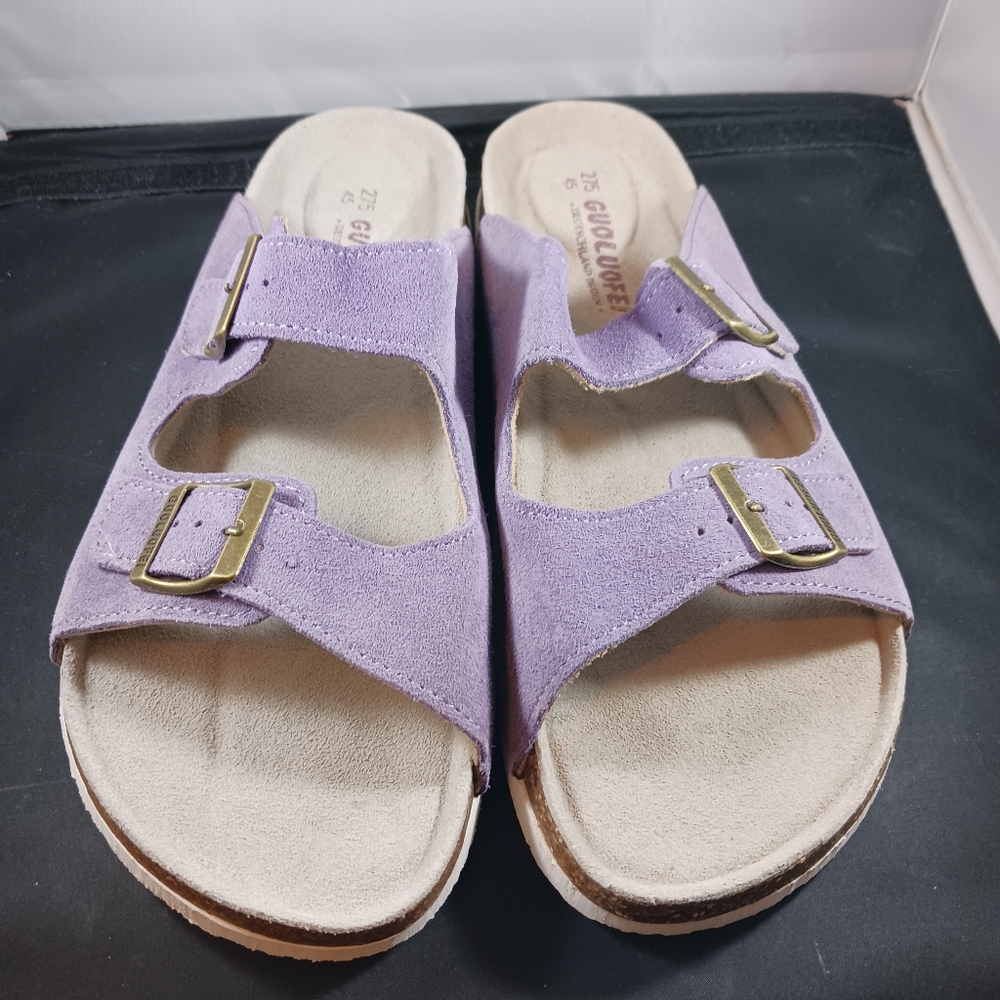 Guoluofei Purple Leather Men's Sandal Size 45 US 13M